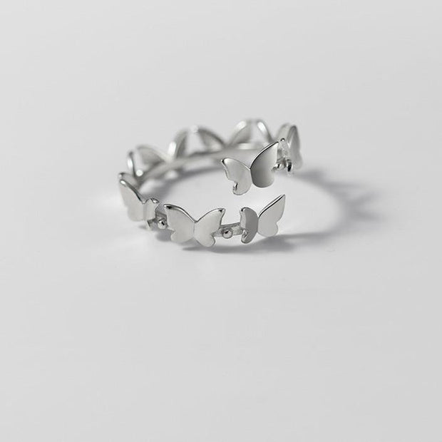 s925 sterling silver butterfly adjustable ring