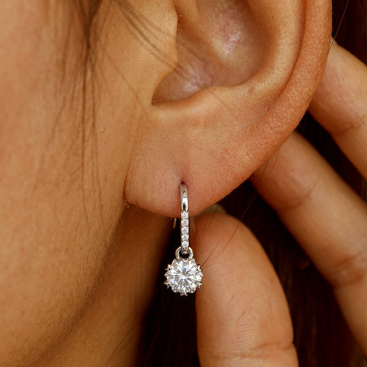 Classic Round Moissanite Drop Earrings
