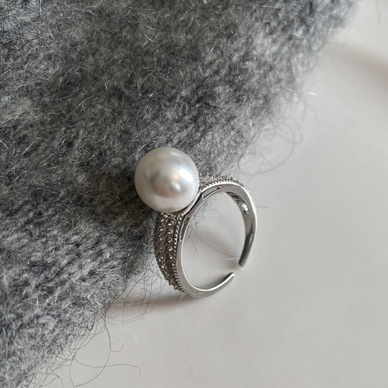 Vintage Sterling Silver Skeleton Pearl Ring