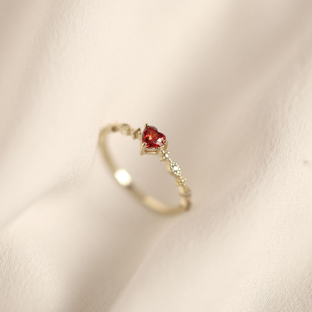 Red Heart Zircon Ring — Romantic Statement Band | S925 Sterling Silver