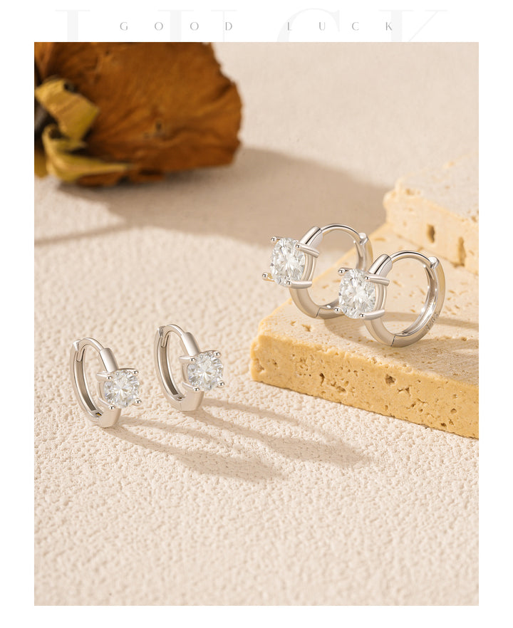 Moissanite Huggie Earrings