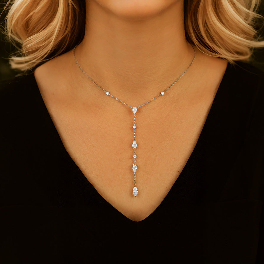 Moissanite Teardrop Y-Necklace