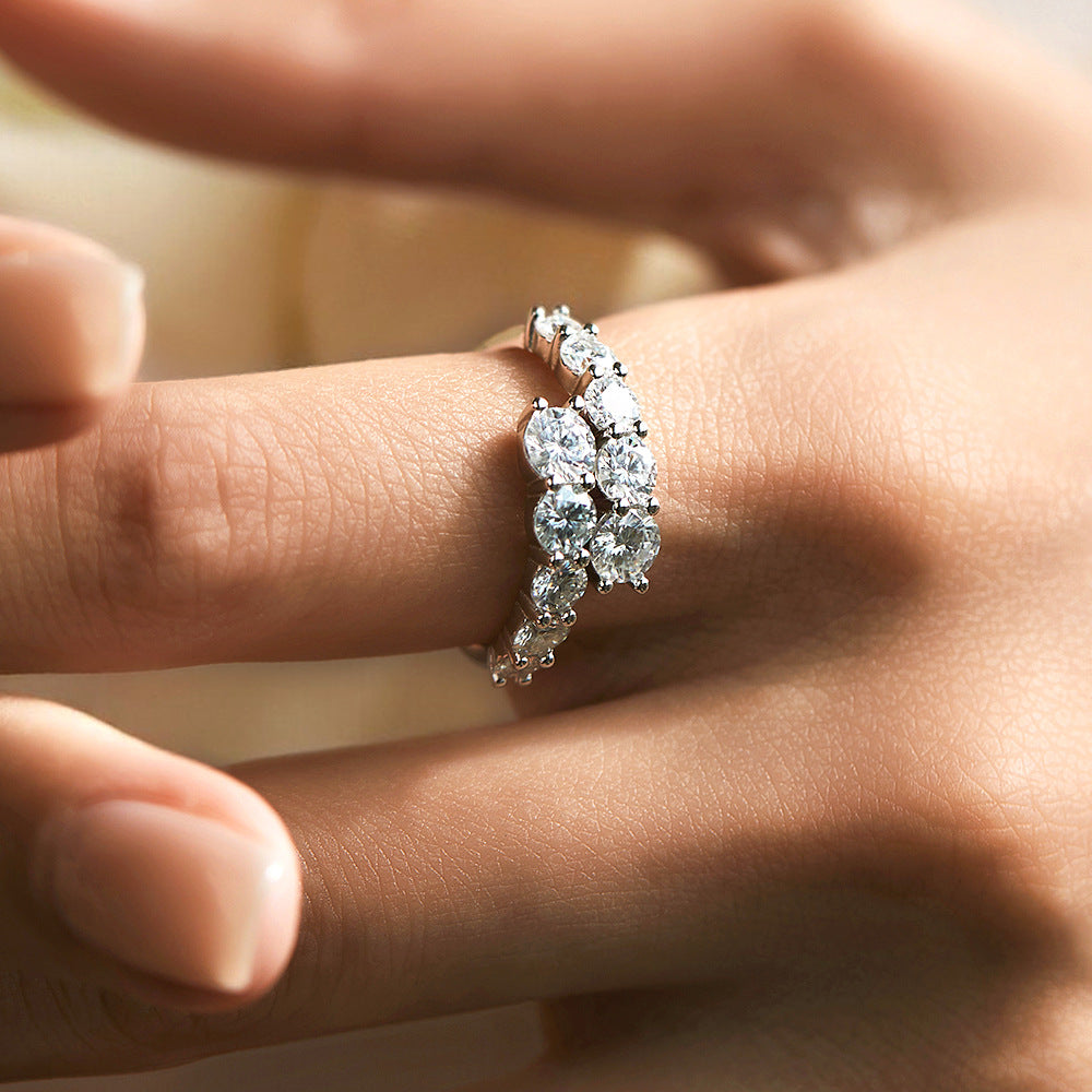 Adjustable Double Row Moissanite Ring