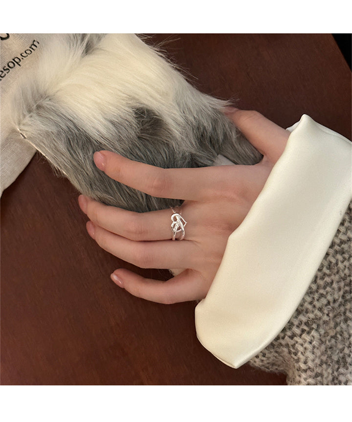 S925 Sterling Silver Intertwined Heart Ring