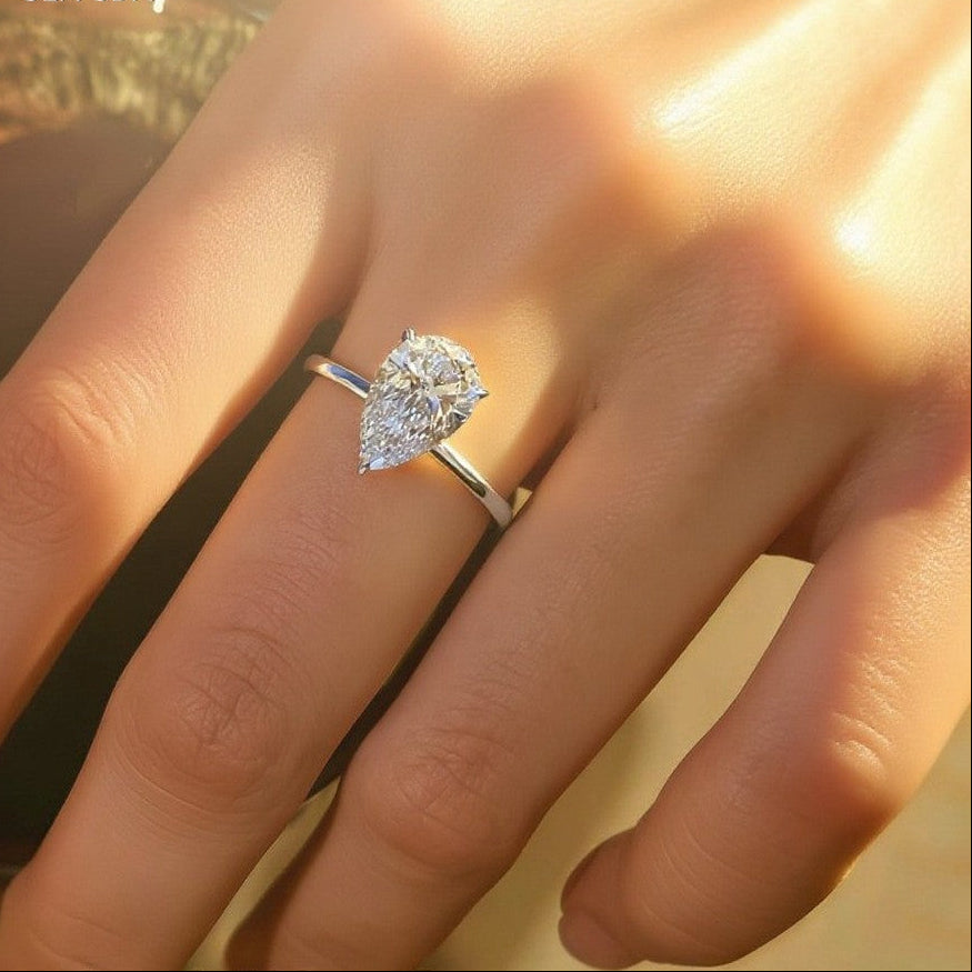 Pear-Cut Moissanite Ring