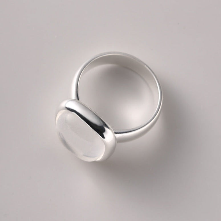 S925 Sterling Silver Square White Crystal Ring