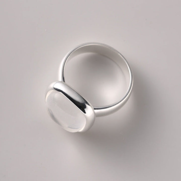 S925 Sterling Silver Square White Crystal Ring