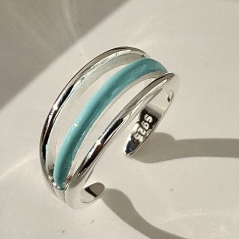 Blue Drip Glaze Ring