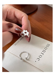 Small Flower Sterling Silver Adjustable Ring