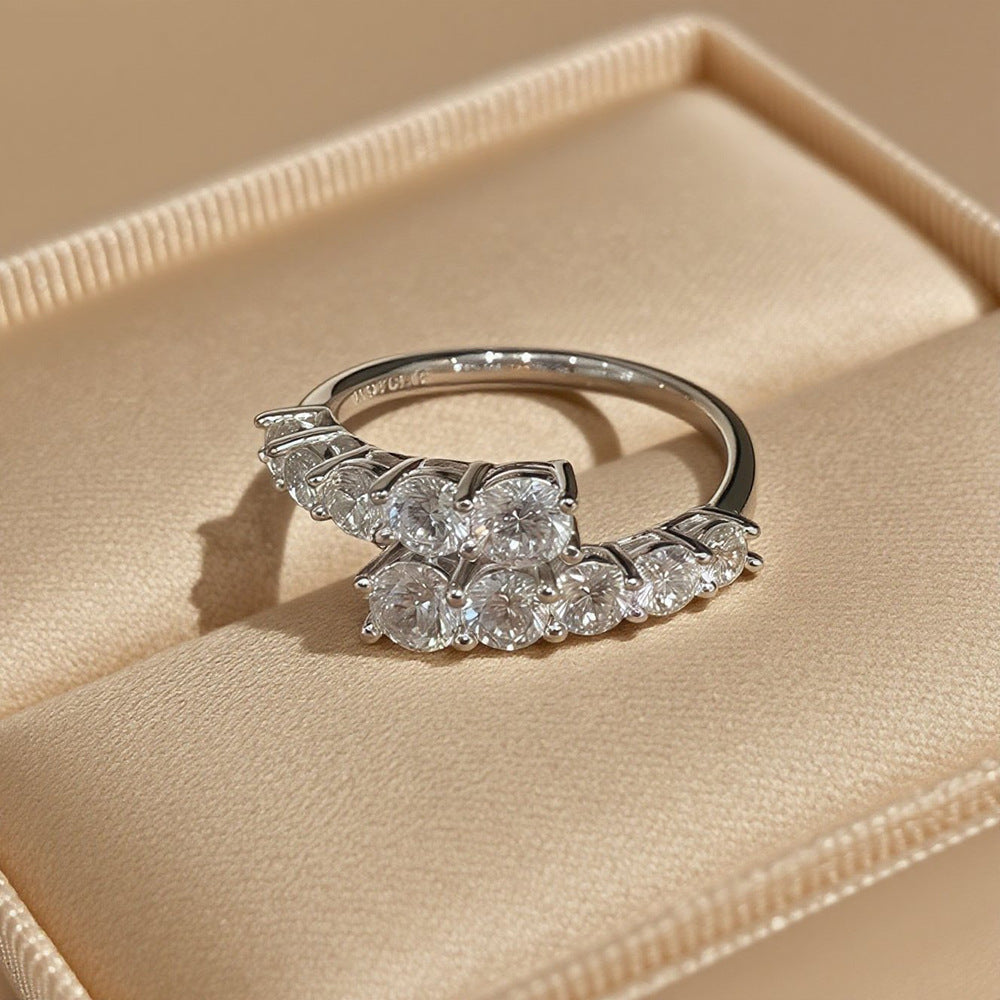 Adjustable Double Row Moissanite Ring