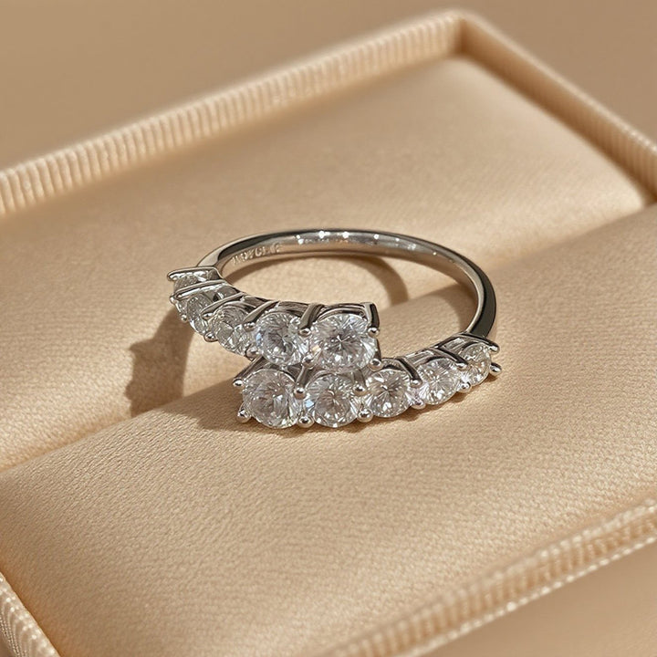 Adjustable Double Row Moissanite Ring