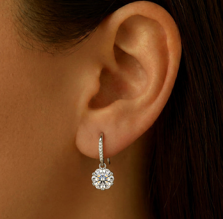 Classic Round Moissanite Drop Earrings