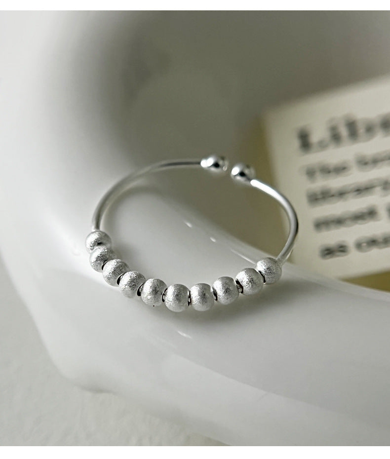Fine Sterling Silver Frosted Bead Ring