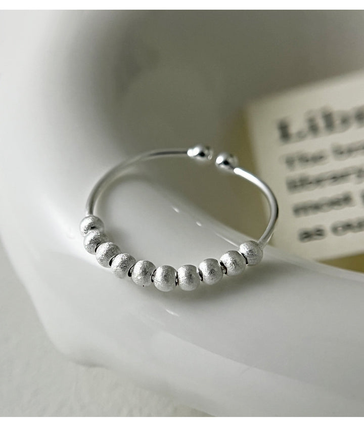 Fine Sterling Silver Frosted Bead Ring