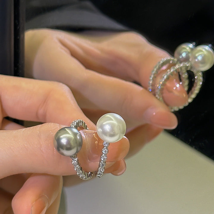 Sterling Silver Simple Zirconia Pearl Ring