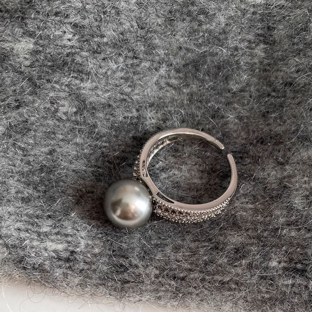 Vintage Sterling Silver Skeleton Pearl Ring