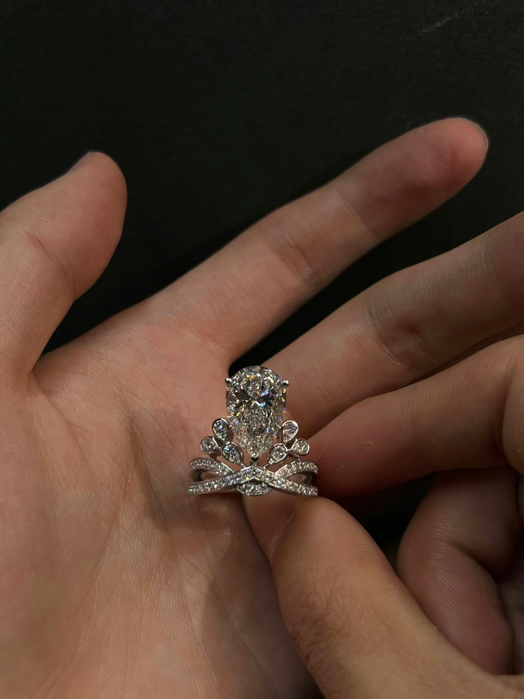 Teardrop Crown Moissanite Ring