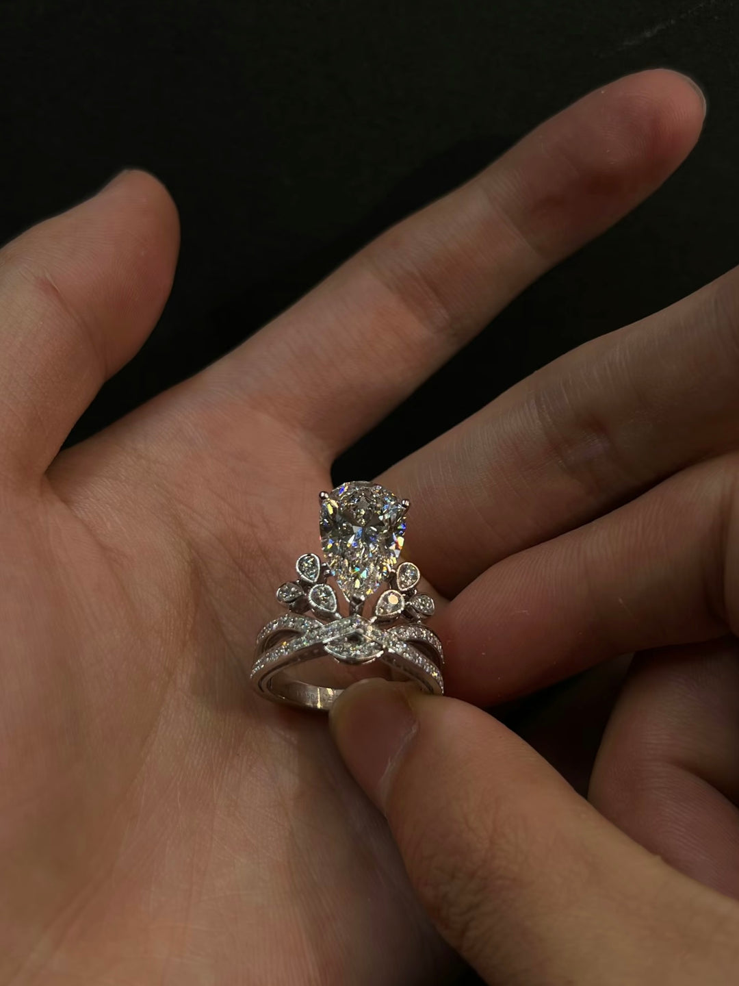 Teardrop Crown Moissanite Ring