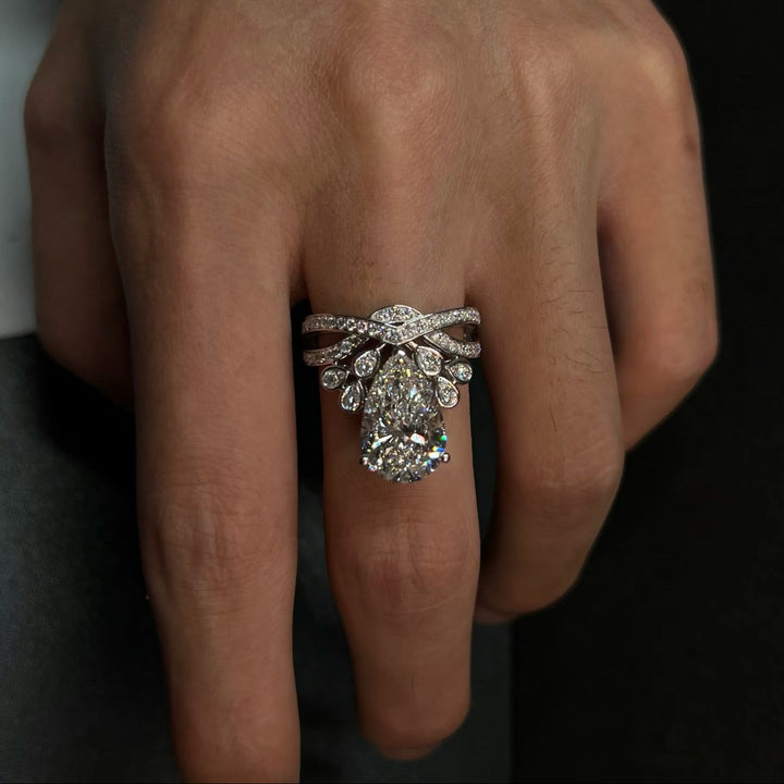 Teardrop Crown Moissanite Ring