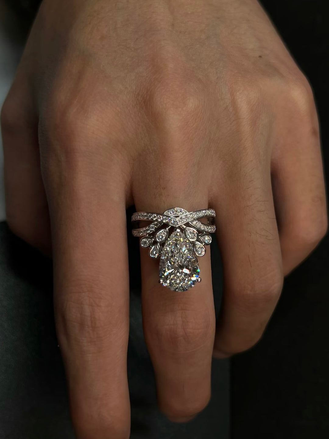 Teardrop Crown Moissanite Ring