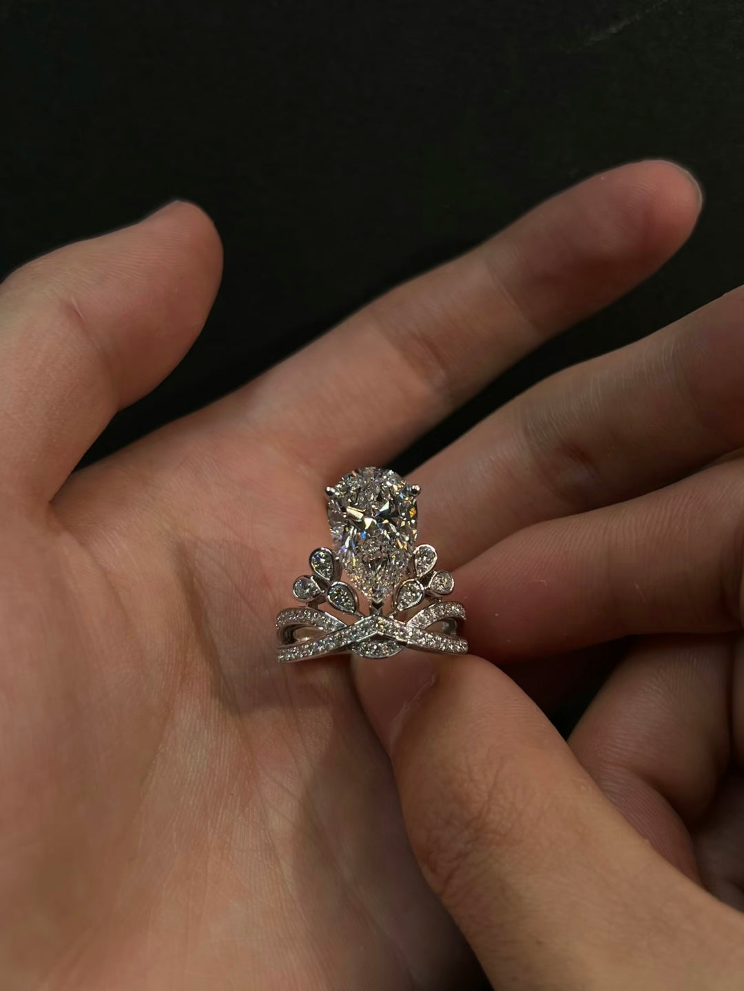 Teardrop Crown Moissanite Ring