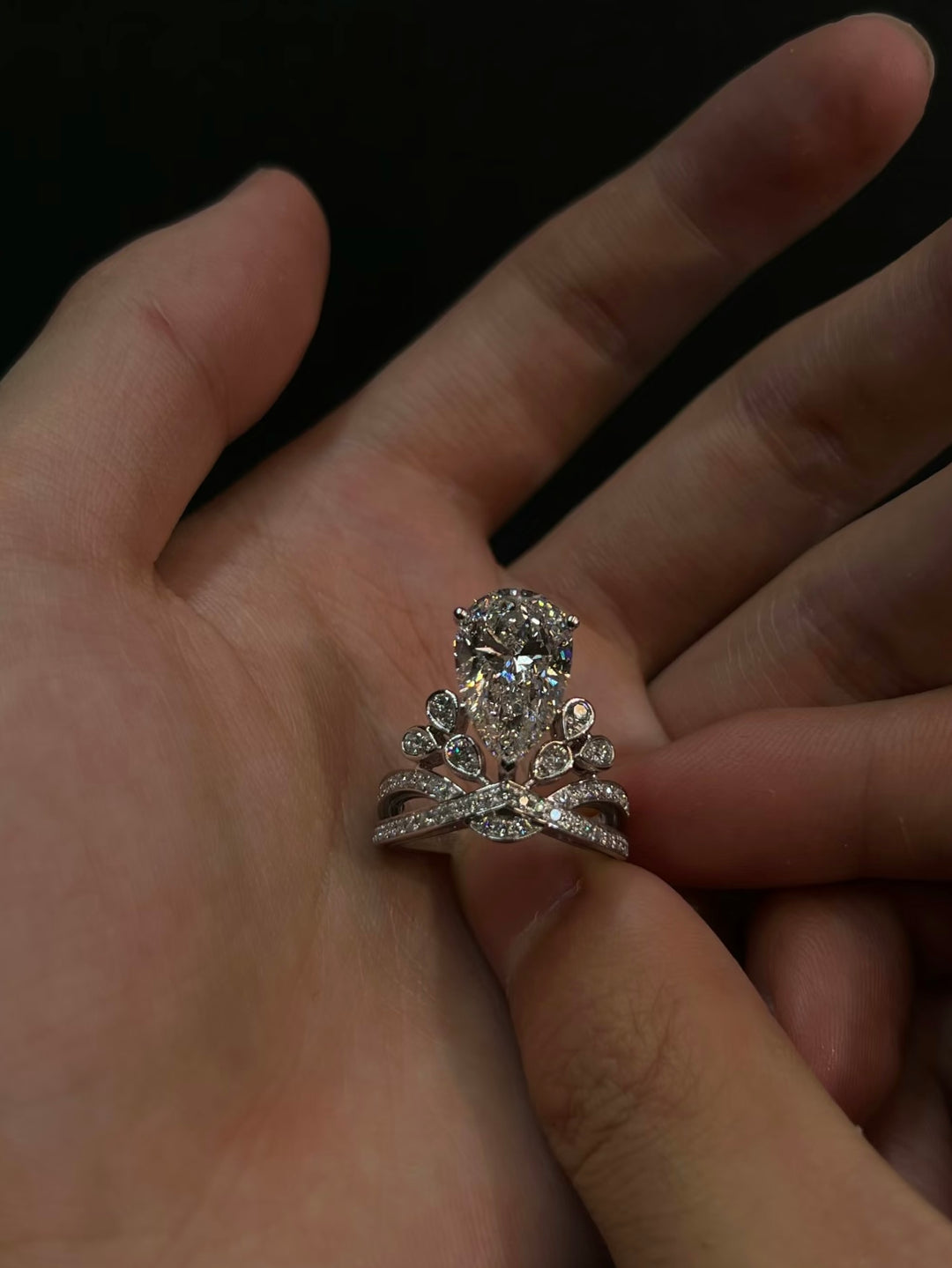 Teardrop Crown Moissanite Ring