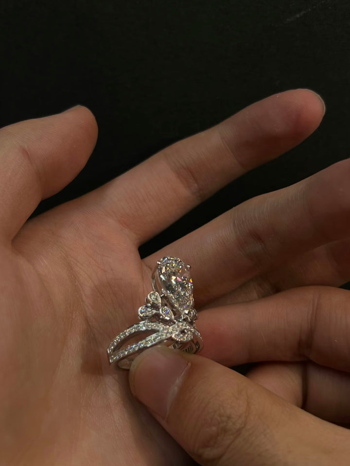 Teardrop Crown Moissanite Ring