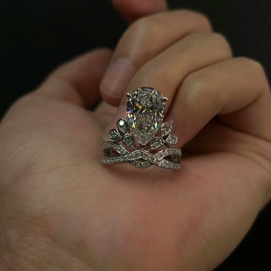 Teardrop Crown Moissanite Ring