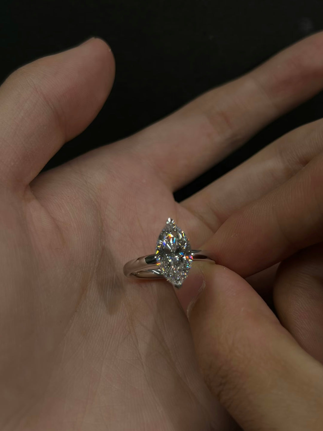 Marquise-Cut Moissanite Solitaire Ring