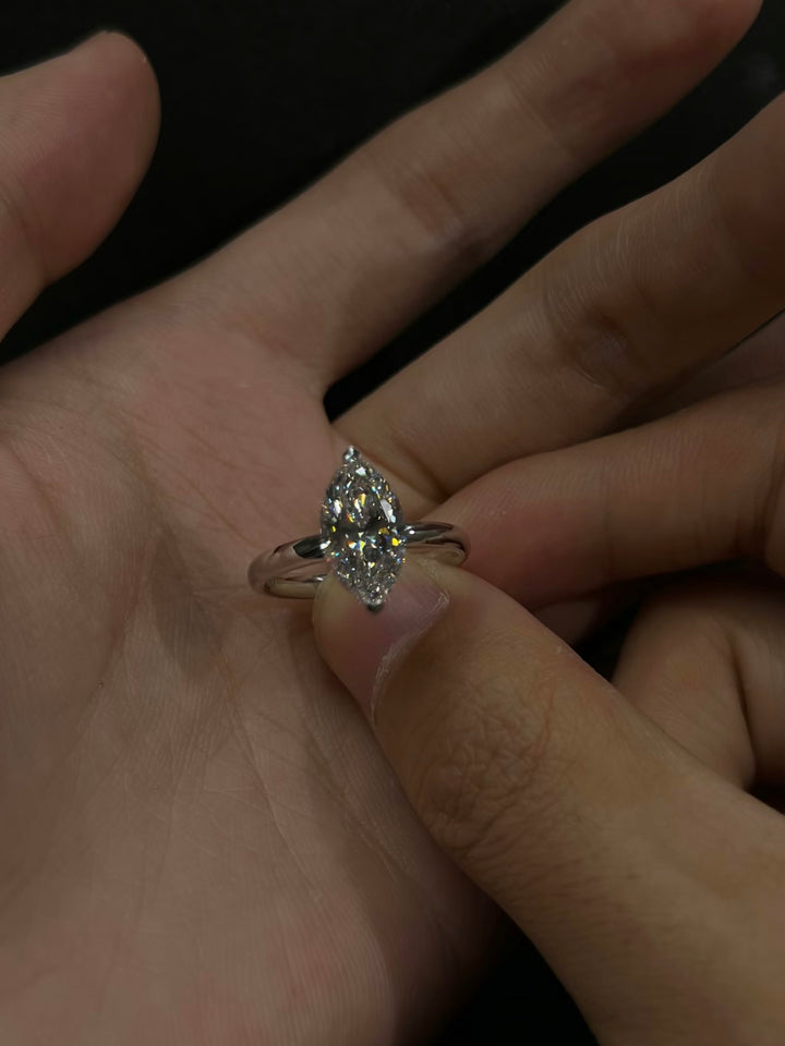 Marquise-Cut Moissanite Solitaire Ring