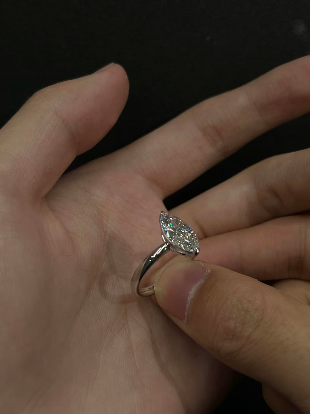 Marquise-Cut Moissanite Solitaire Ring
