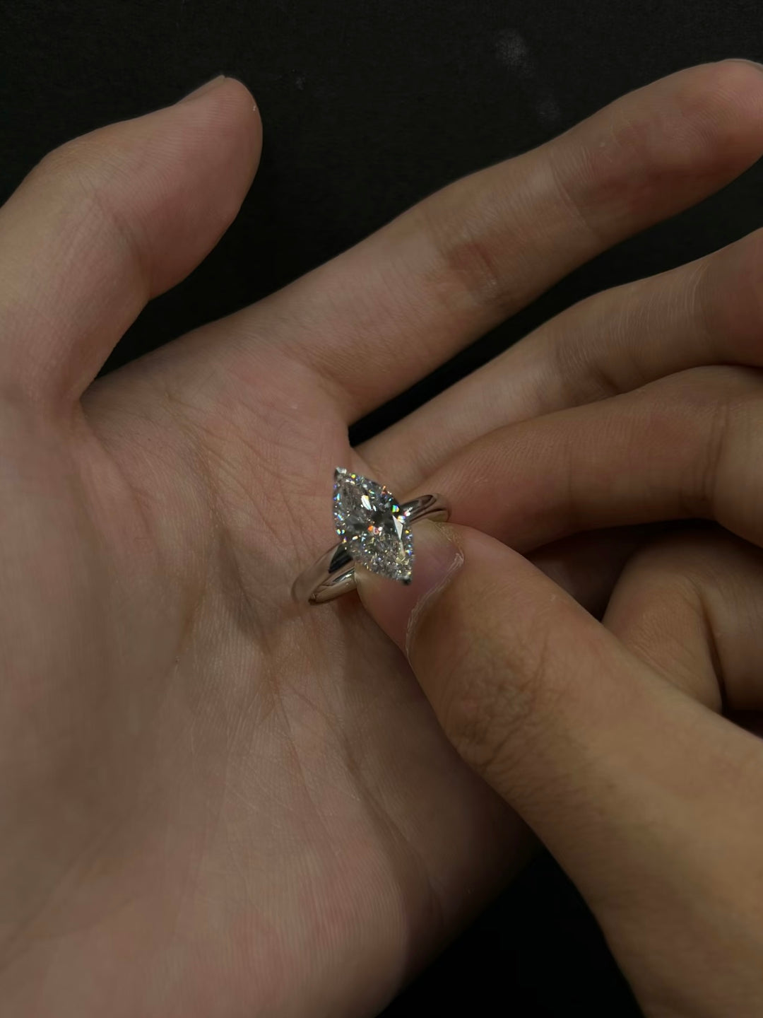 Marquise-Cut Moissanite Solitaire Ring