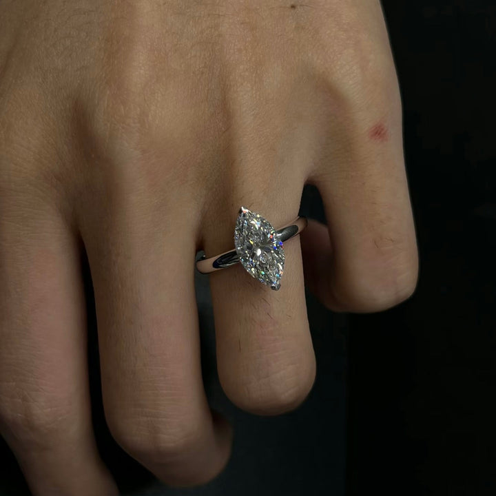 Marquise-Cut Moissanite Solitaire Ring