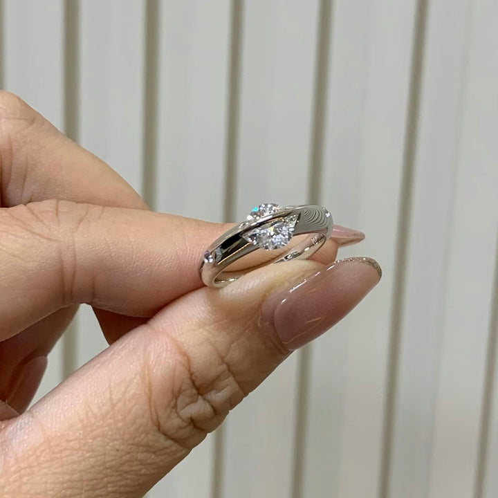 Cosmic Stellar Three-Stone Moissanite Ring — Past, Present & Future | S925 Sterling Silver