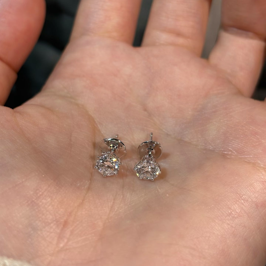 Classic Six-Prong Moissanite Stud Earrings | GRA Certified | S925 Sterling Silver