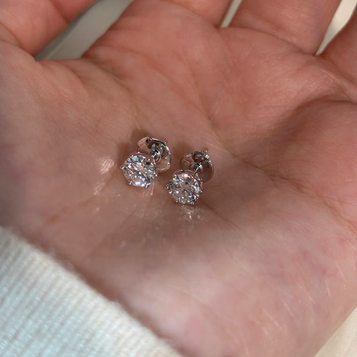 Classic Six-Prong Moissanite Stud Earrings | GRA Certified | S925 Sterling Silver