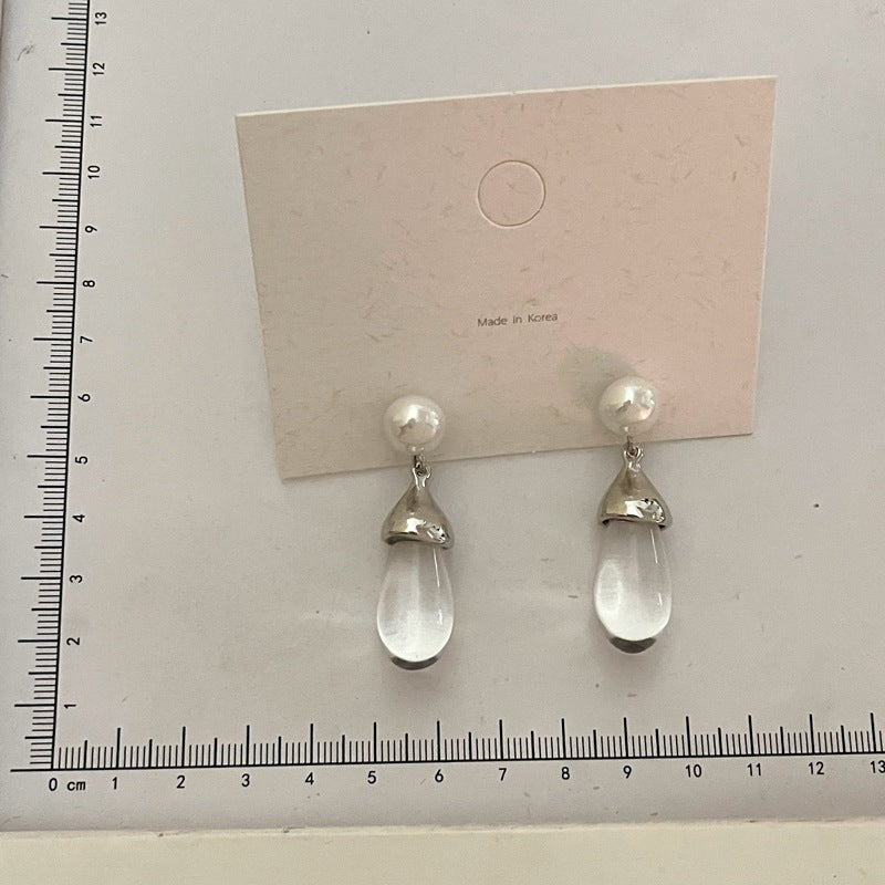 Pearl Clear Drop Earrings