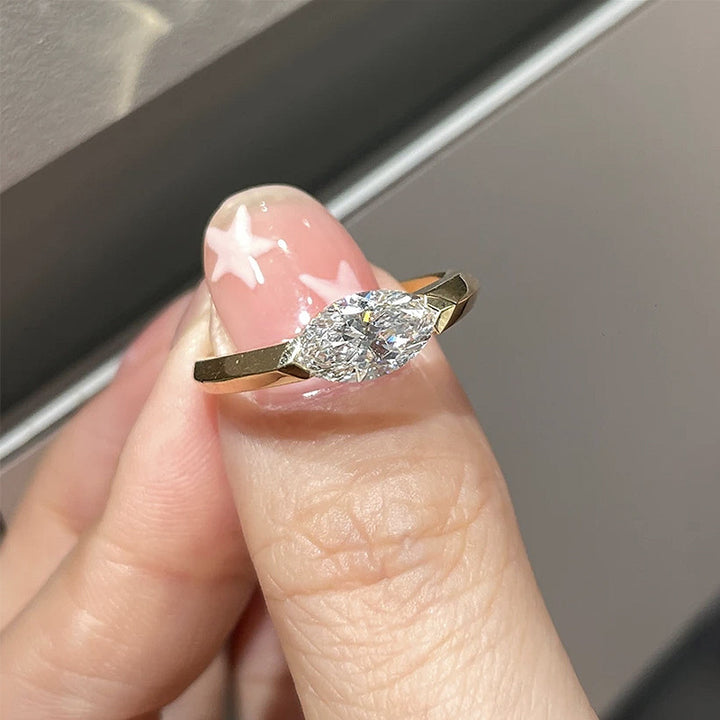 Horse Eye Zirconia S925 Sterling Silver Plated 18k Ring