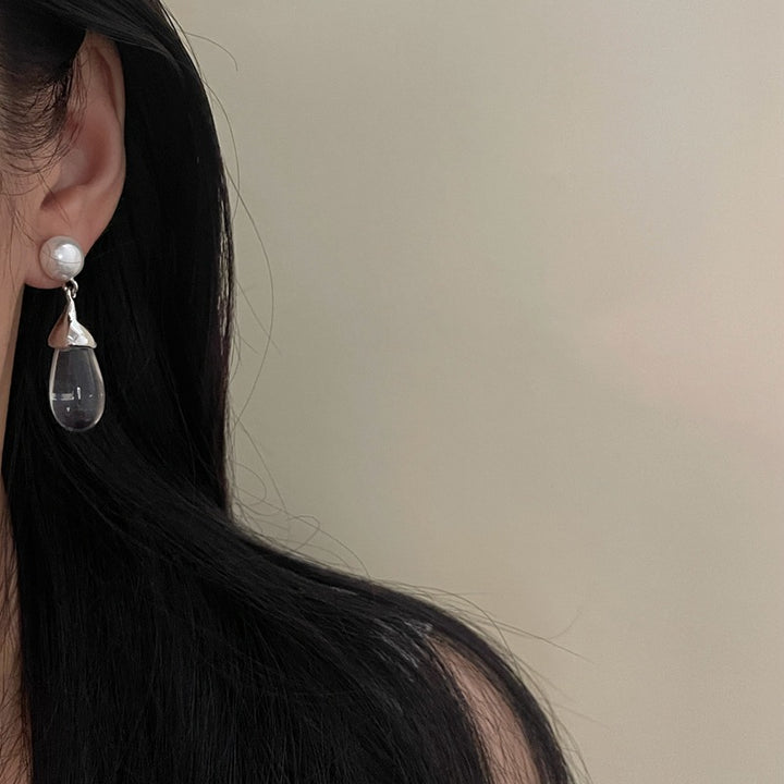 Pearl Clear Drop Earrings