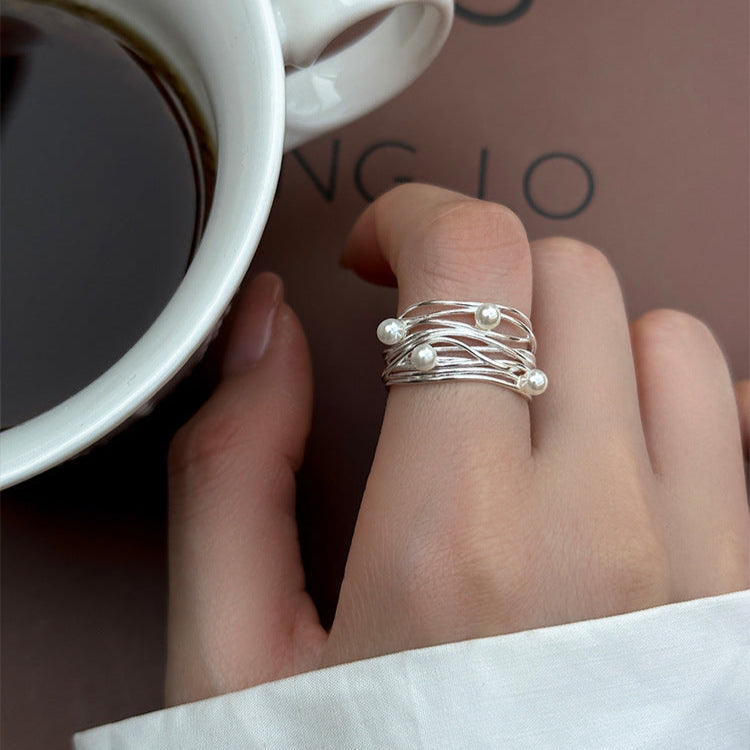 Wrapped Sterling Silver Pearl Ring