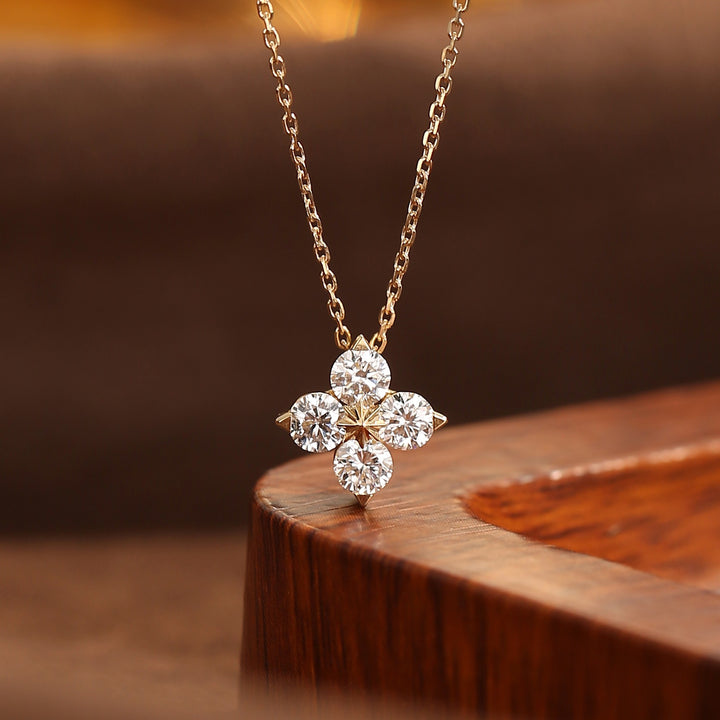 Flower Zircon Pendant Necklace