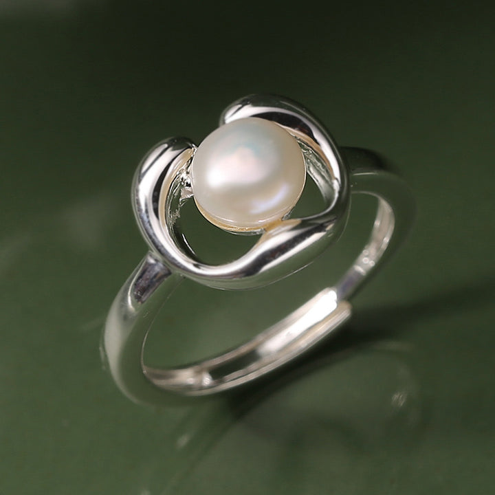 S925 Sterling Silver Pearl Adjustable Ring