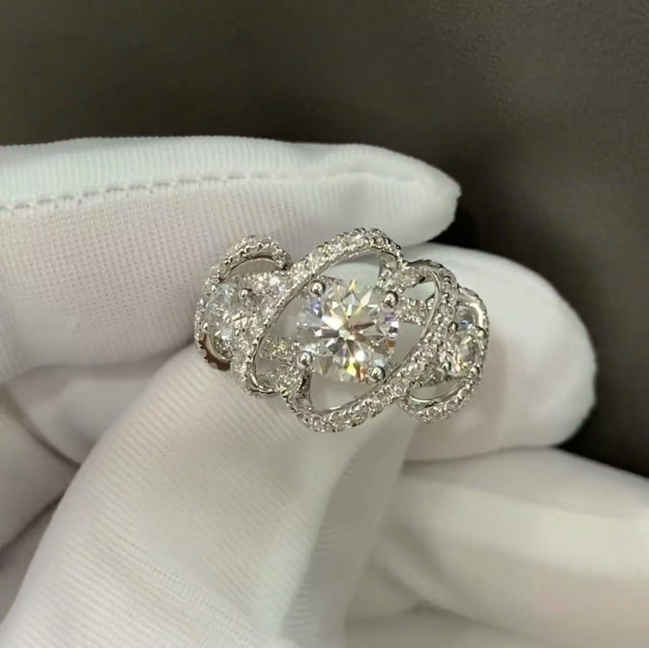 Milky Way Three-Stone Moissanite Ring