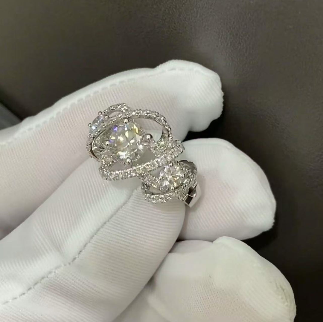 Milky Way Three-Stone Moissanite Ring