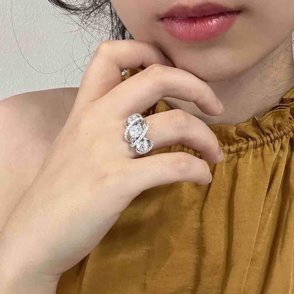 Milky Way Three-Stone Moissanite Ring