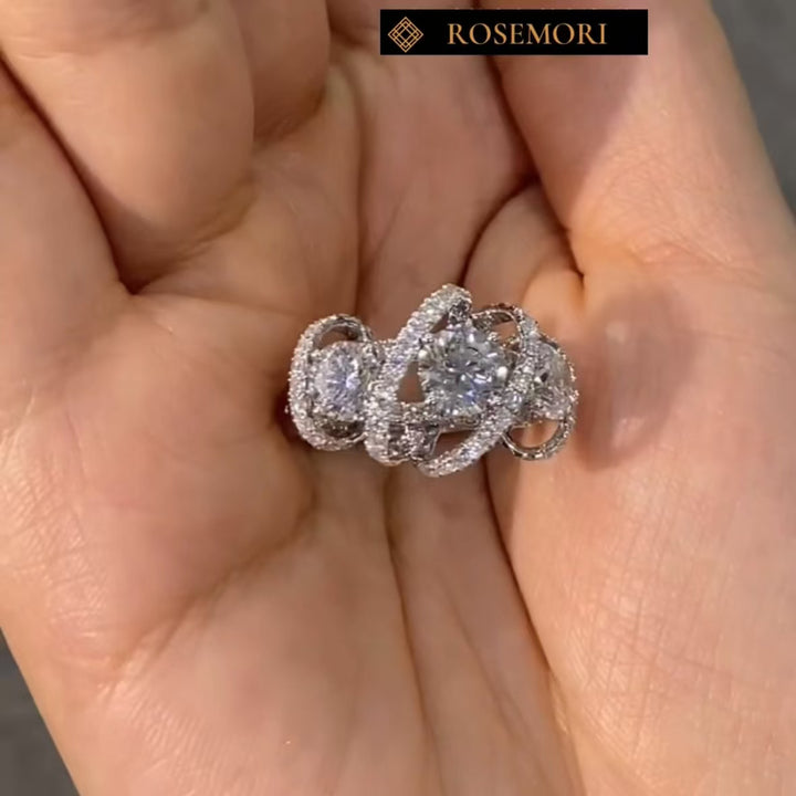 Milky Way Three-Stone Moissanite Ring