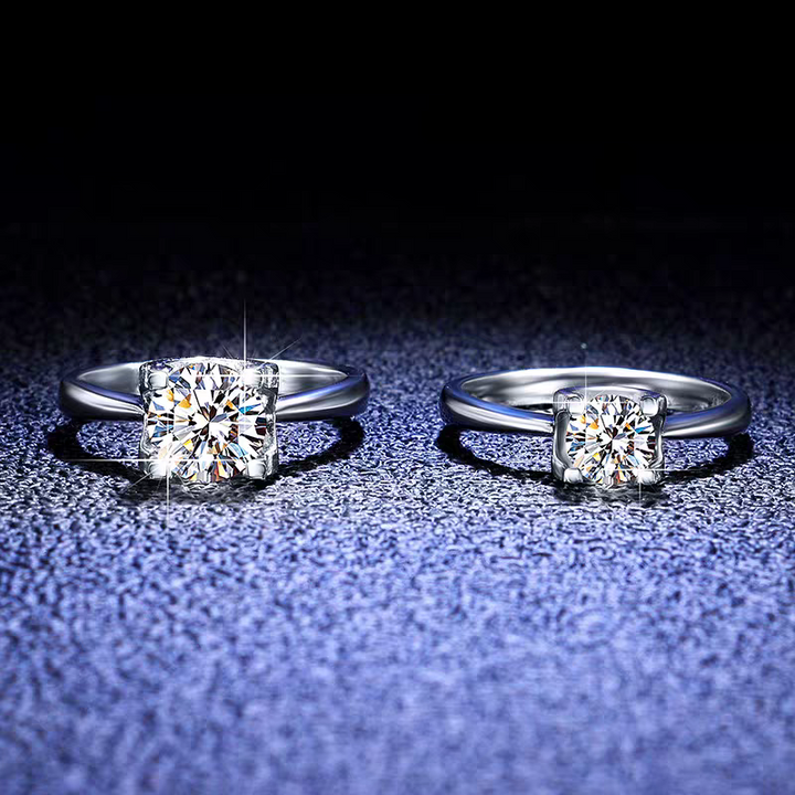 Sterling Silver Bullhorn Moissanite Ring