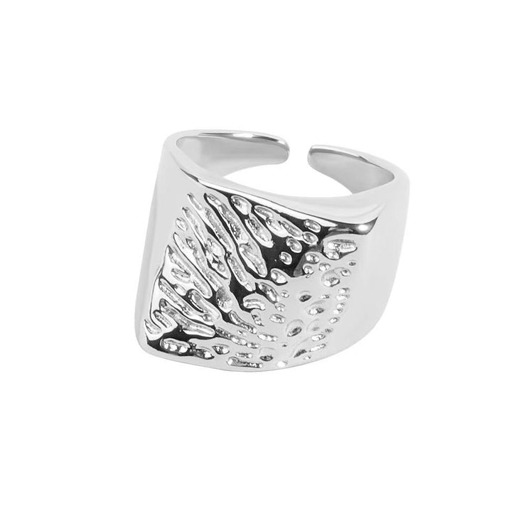 Geometric Square Textured Adjustable Ring