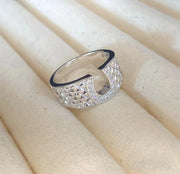 S925 Sterling Silver U-Shape Diamond Ring