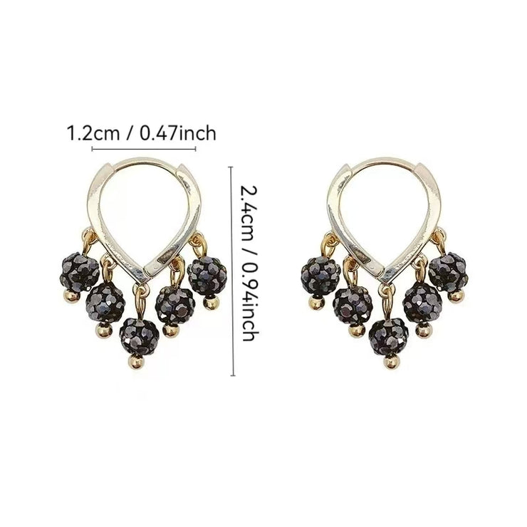 Gray Diamond Balls Heart Earrings